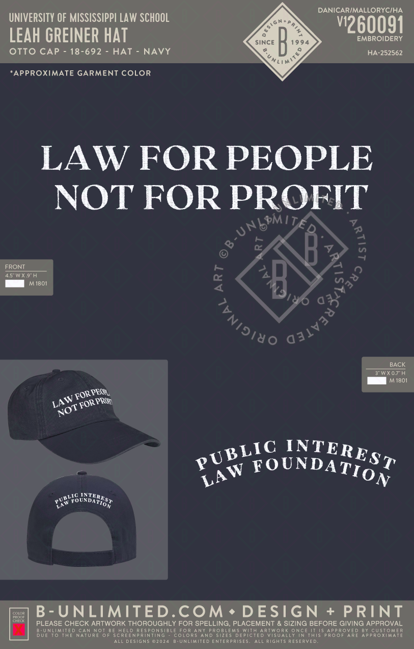 University of Mississippi Law School - Leah Greiner Hat - Adams - AD969 - Hat - Navy