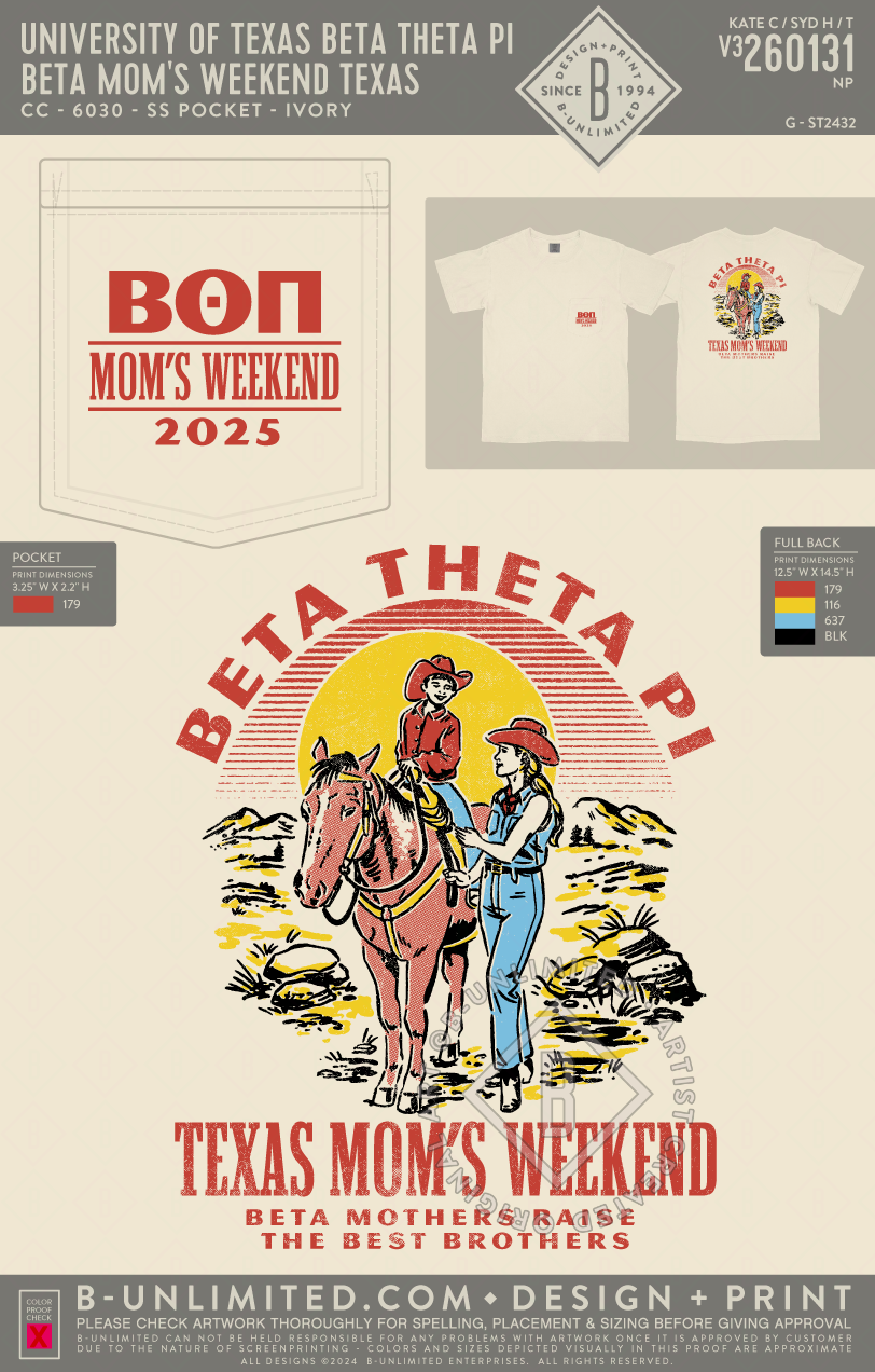 University of Texas Beta Theta Pi - Beta Mom's Weekend Texas - CC - 6030 - SS Pocket - Ivory