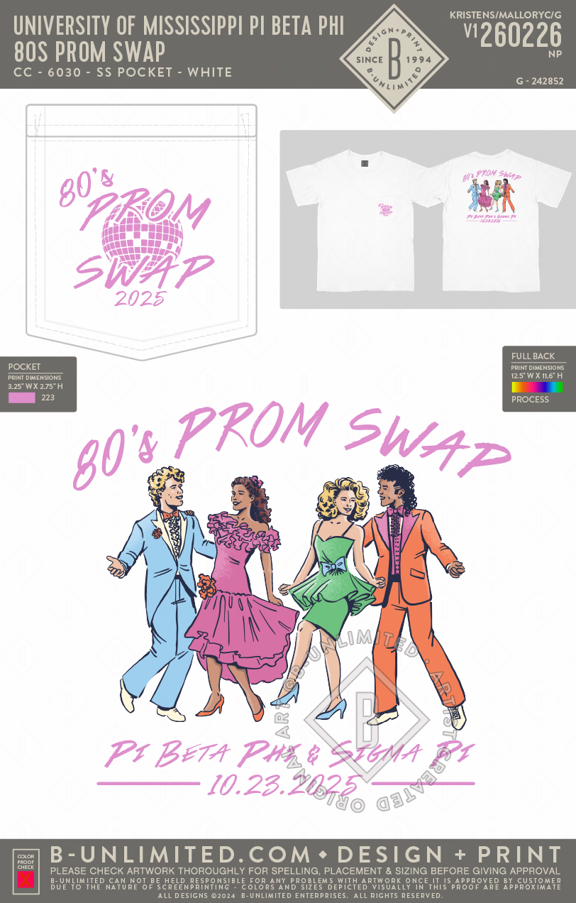 University of Mississippi Pi Beta Phi - 80s Prom Swap - CC - 6030 - SS Pocket - White