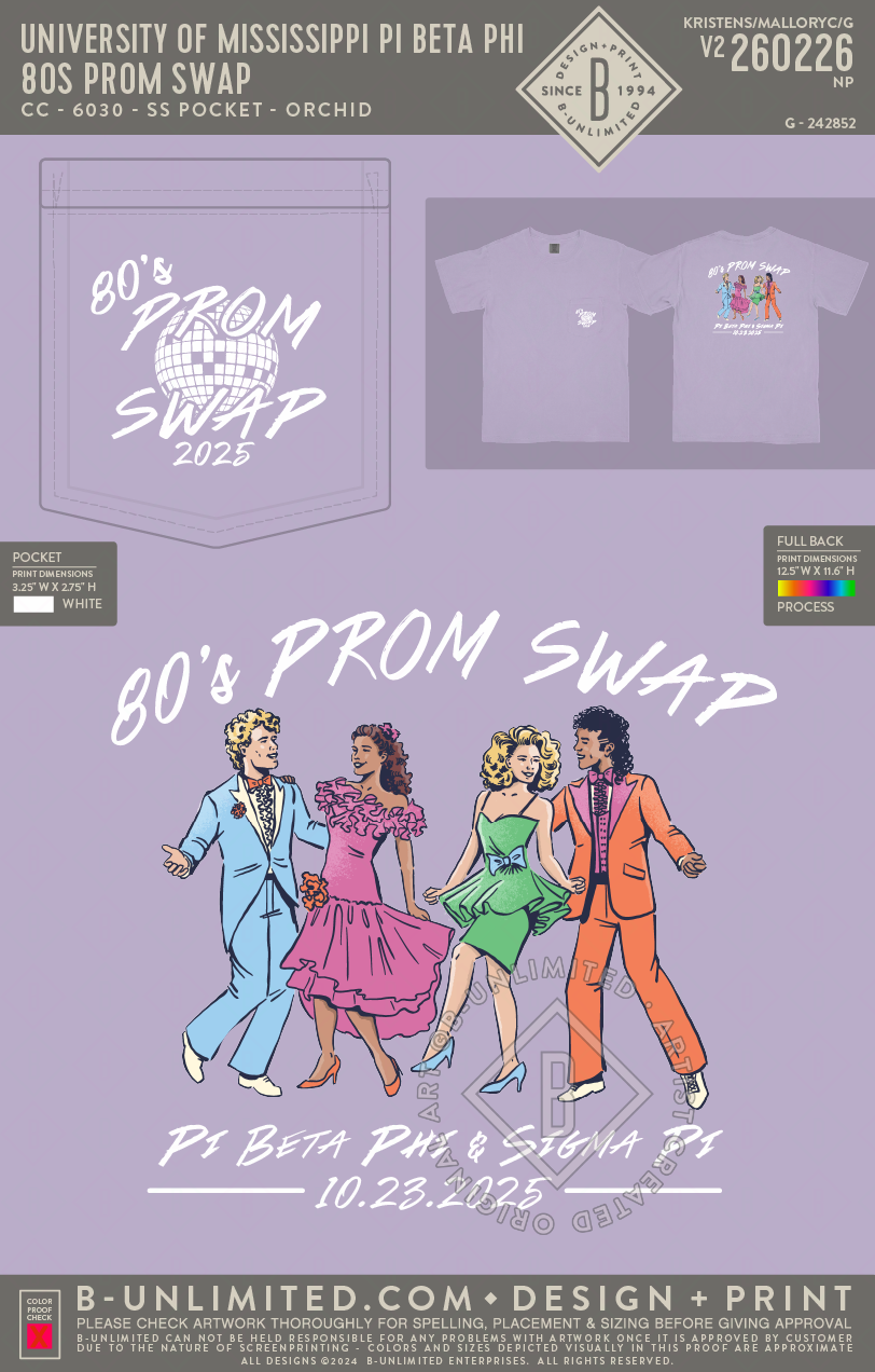 University of Mississippi Pi Beta Phi - 80s Prom Swap - CC - 6030 - SS Pocket - Orchid