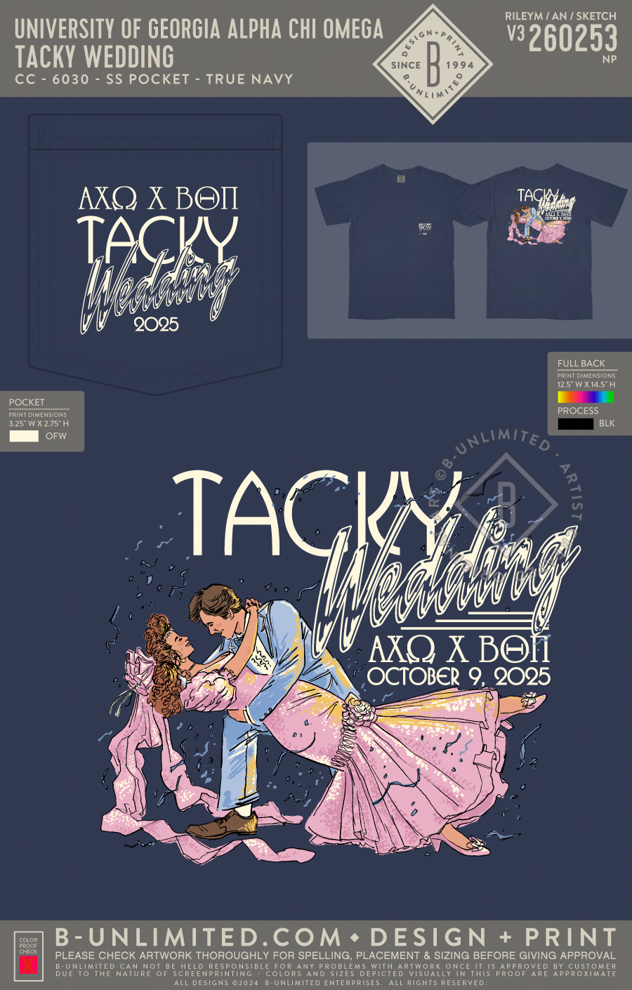 University of Georgia Beta Theta Pi - Tacky Wedding - CC - 6030 - SS Pocket - True Navy