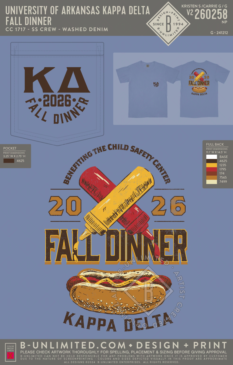 University of Arkansas Kappa Delta - Fall Dinner - CC - 6030 - SS Pocket - Washed Denim