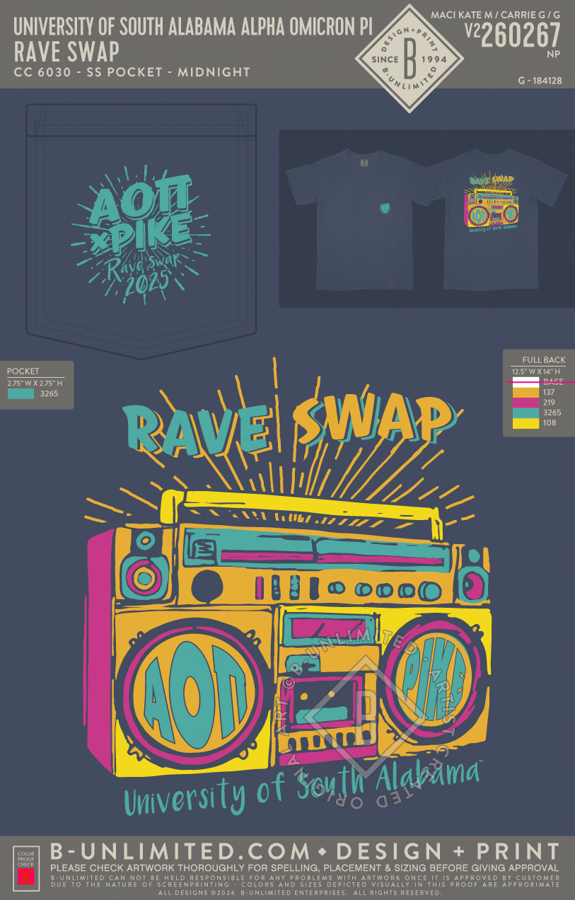 University of South Alabama Alpha Omicron Pi - Rave Swap - CC - 6030 - SS Pocket - Midnight