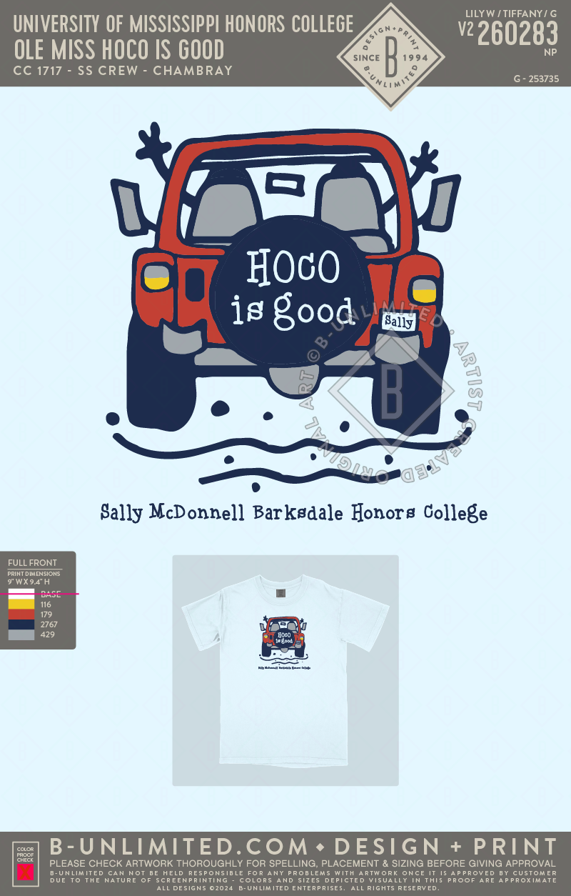 University of Mississippi Honors College - Ole Miss HoCo Is Good - CC - 1717 - SS Crew - Chambray