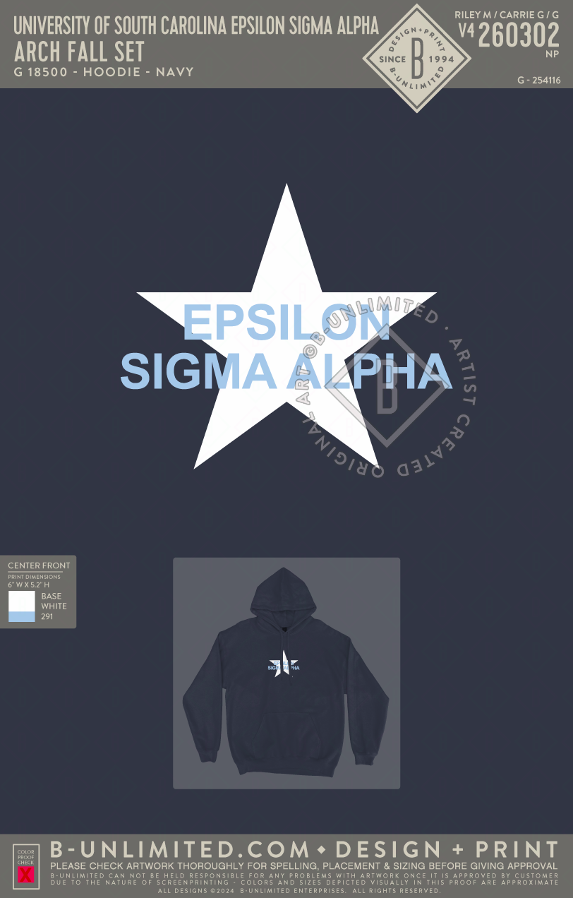 University of South Carolina Epsilon Sigma Alpha - Arch Fall Set (EOS26) - Gildan - 18500 - Hoodie - Navy
