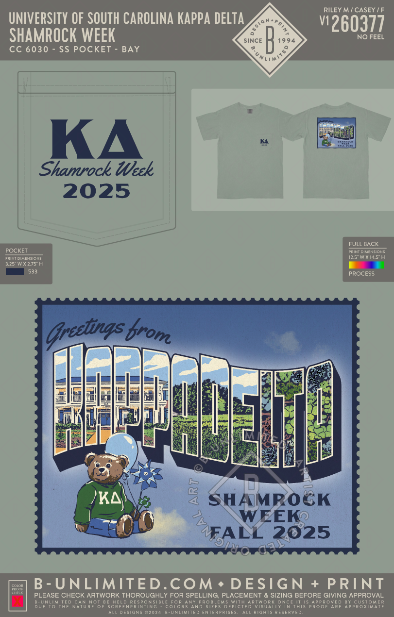 University of South Carolina Kappa Delta - Shamrock Week (EOS26) - CC - 6030 - SS Pocket - Bay