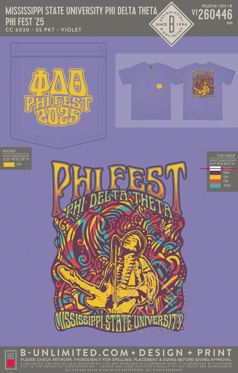 Mississippi State University Phi Delta Theta - Phi Fest '25 - CC - 6030 - SS Pocket - Violet