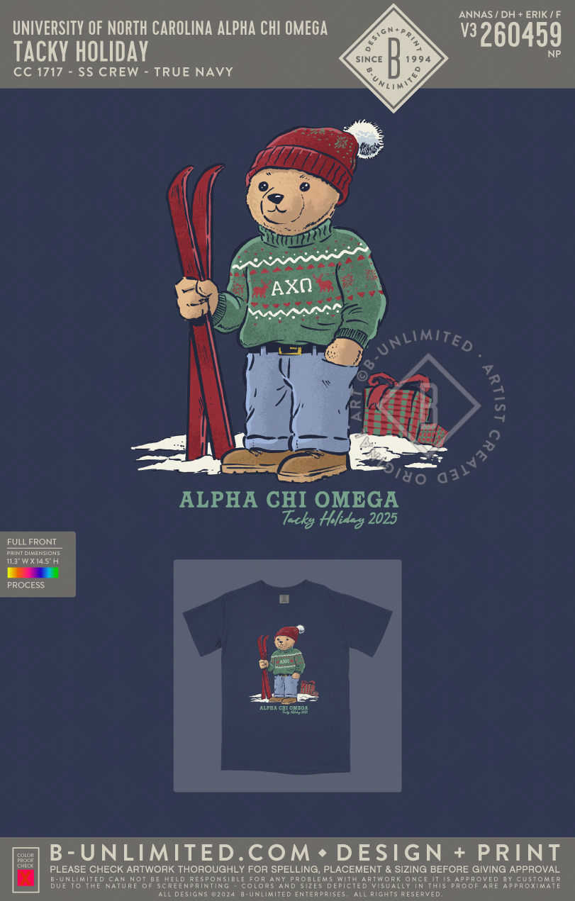 University of North Carolina Alpha Chi Omega - Tacky Holiday (EOS26) - CC - 1717 - SS Crew - True Navy