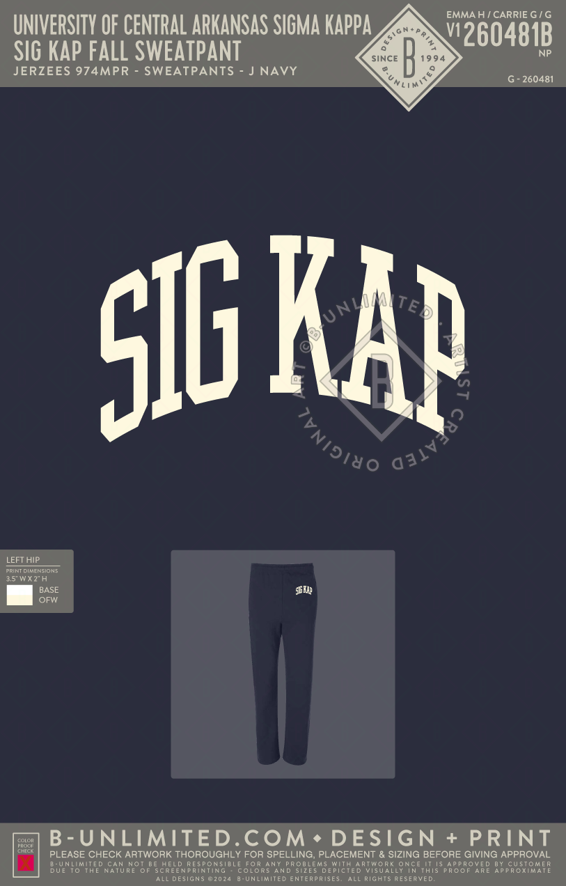 University of Central Arkansas Sigma Kappa - SIG KAP Fall Sweatpant - Jerzees - 974MPR - Sweatpants - J Navy