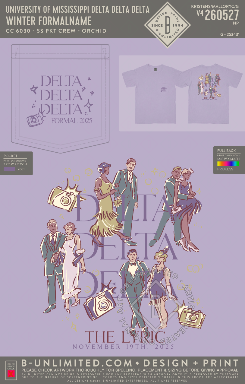 University of Mississippi Delta Delta Delta - Winter Formal - CC - 6030 - SS Pocket - Orchid