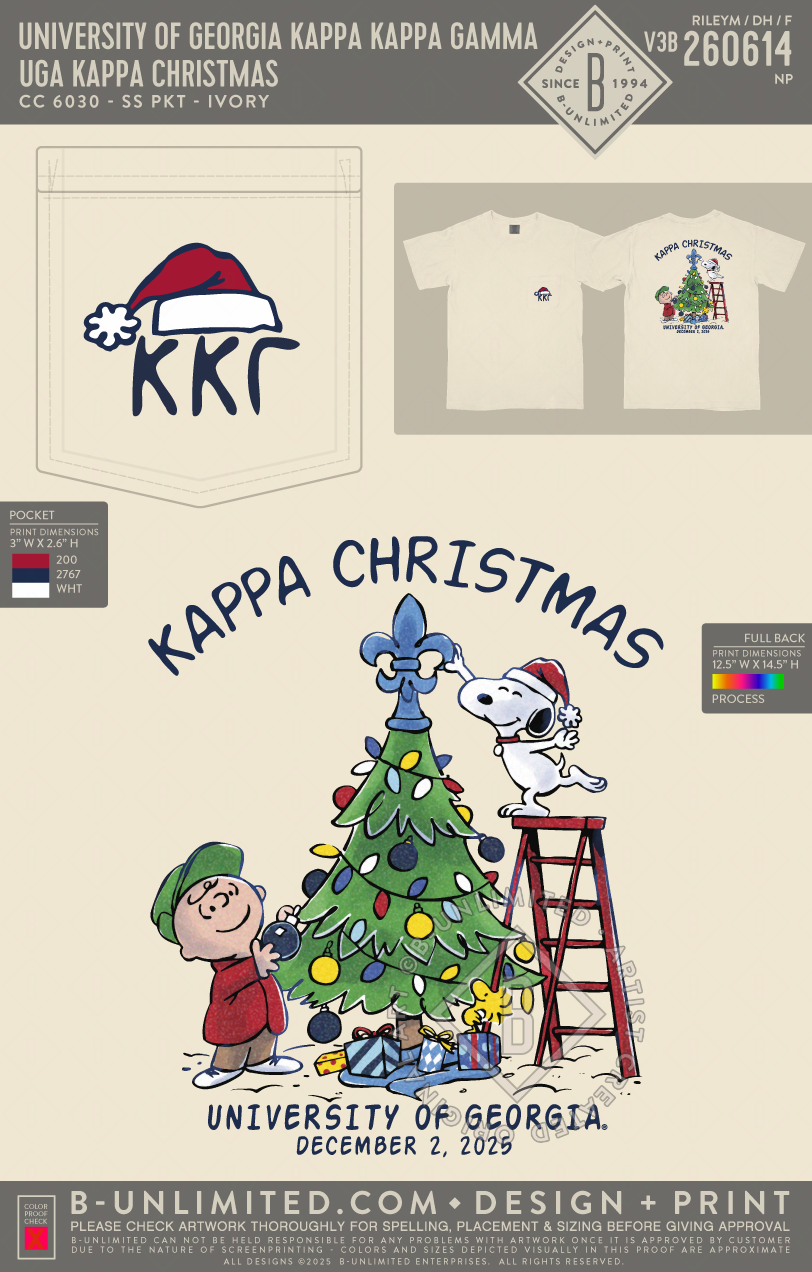 UGA KKG - UGA Kappa Christmas - CC - 6030 - SS Pocket - Ivory