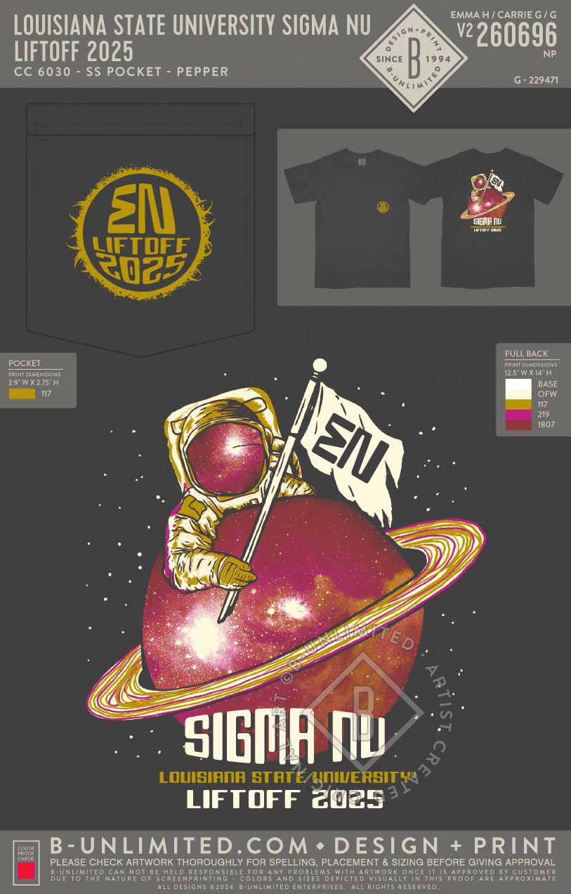 Louisiana State University Sigma Nu - Liftoff 2025 - CC - 6030 - SS Pocket - Pepper
