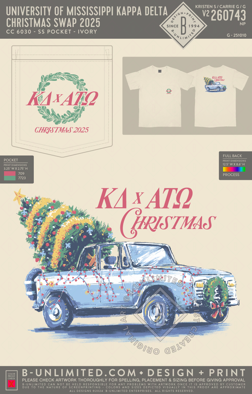 University of Mississippi Kappa Delta - Christmas Swap 2025 - CC - 6030 - SS Pocket - Ivory