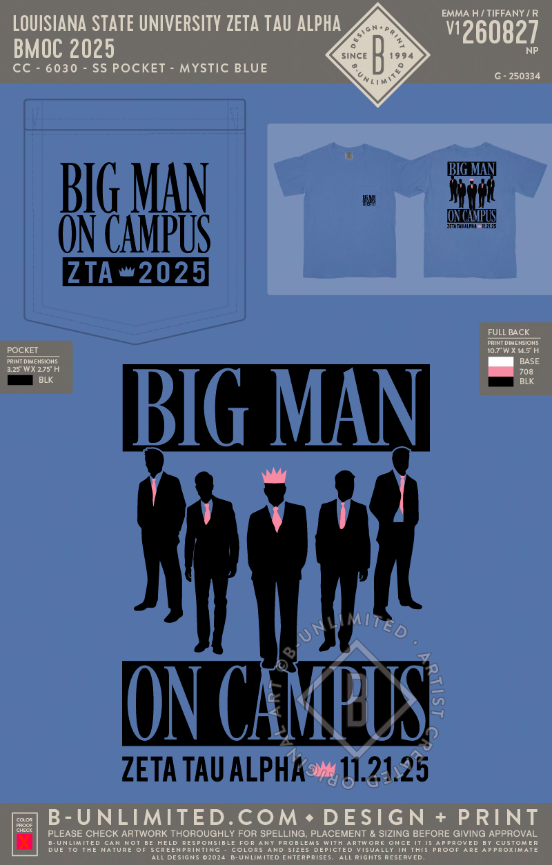 Louisiana State University Zeta Tau Alpha - BMOC 2025 - CC - 6030 - SS Pocket - Mystic Blue