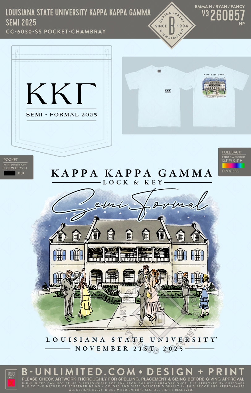 Louisiana State University Kappa Kappa Gamma - Semi 2025 - CC - 6030 - SS Pocket - Chambray