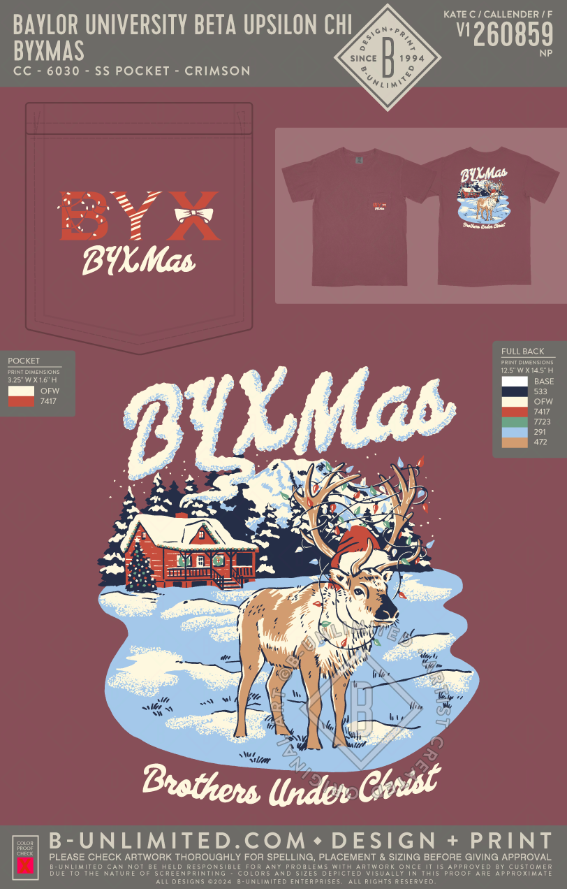 Baylor University Beta Upsilon Chi - BYXmas - CC - 6030 - SS Pocket - Crimson