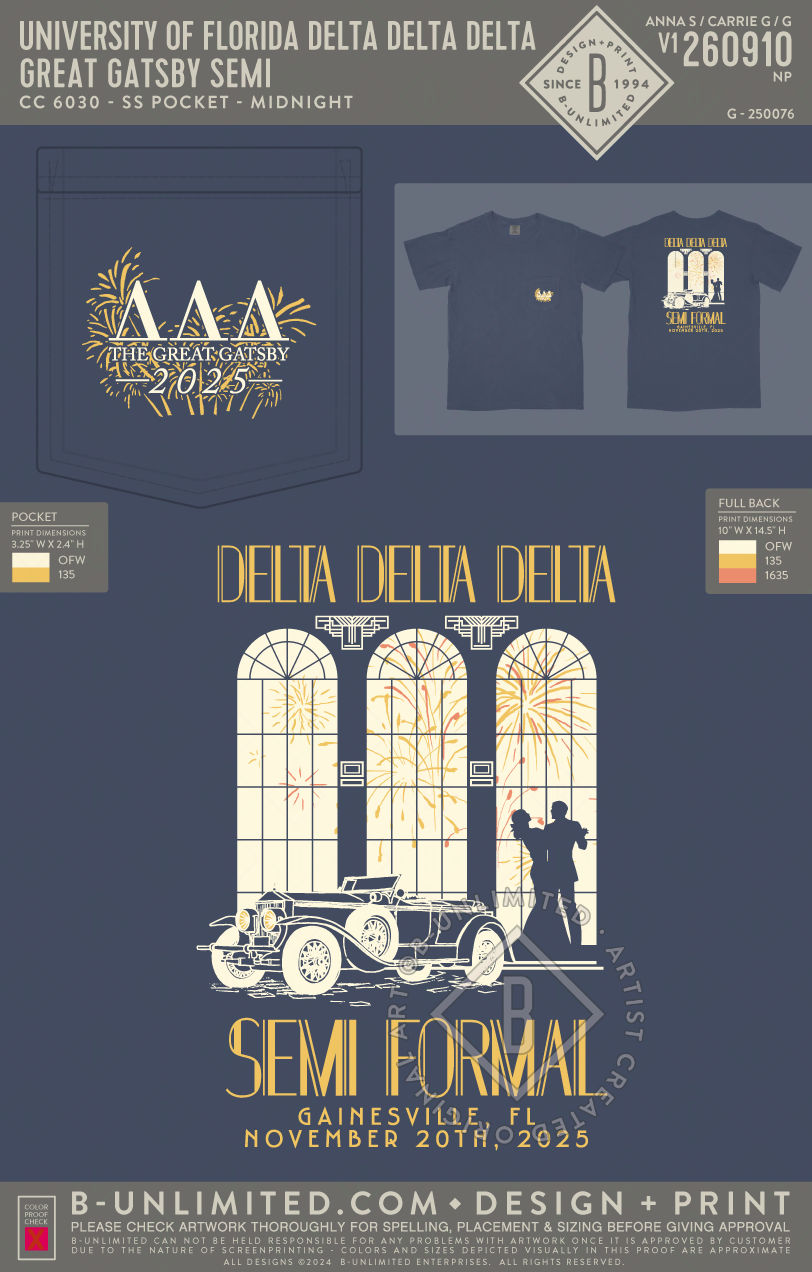 University of Florida Delta Delta Delta - Great Gatsby Semi - CC - 6030 - SS Pocket - Midnight