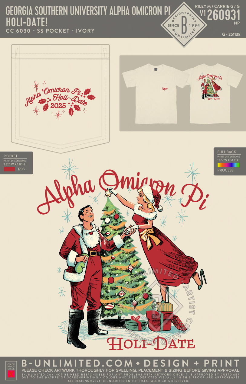 Georgia Southern University Alpha Omicron Pi - Holi-Date! - CC - 6030 - SS Pocket - Ivory