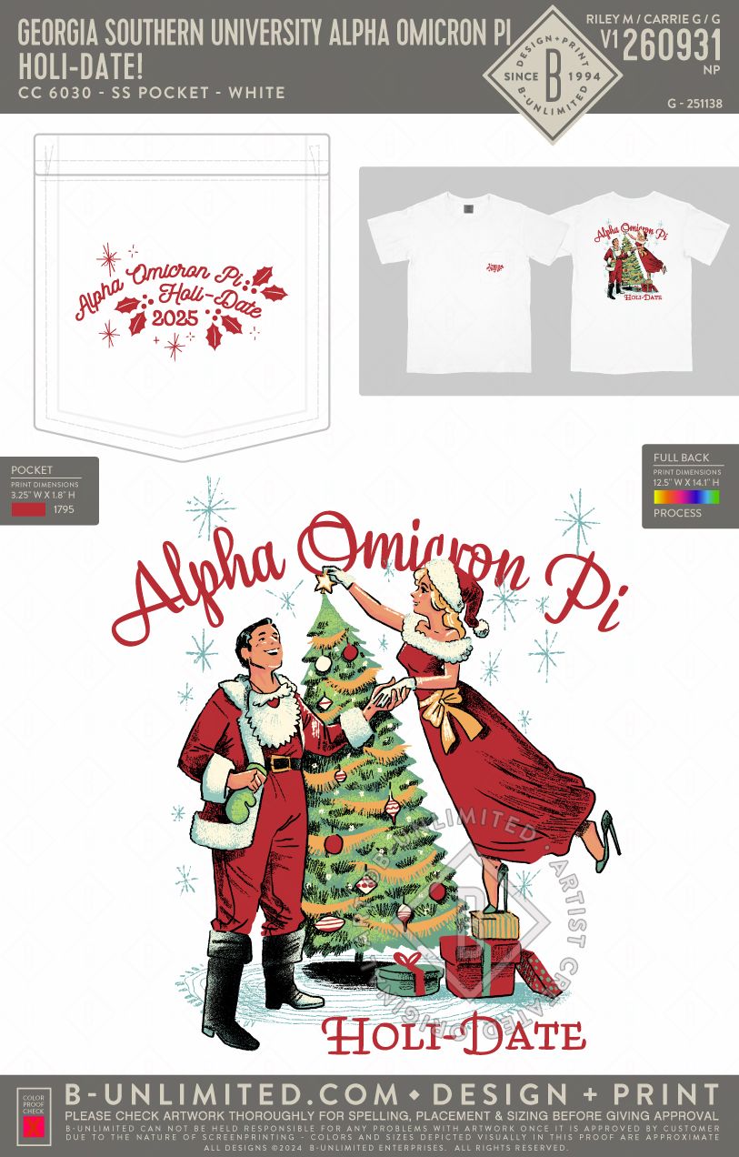 Georgia Southern University Alpha Omicron Pi - Holi-Date! - CC - 6030 - SS Pocket - White