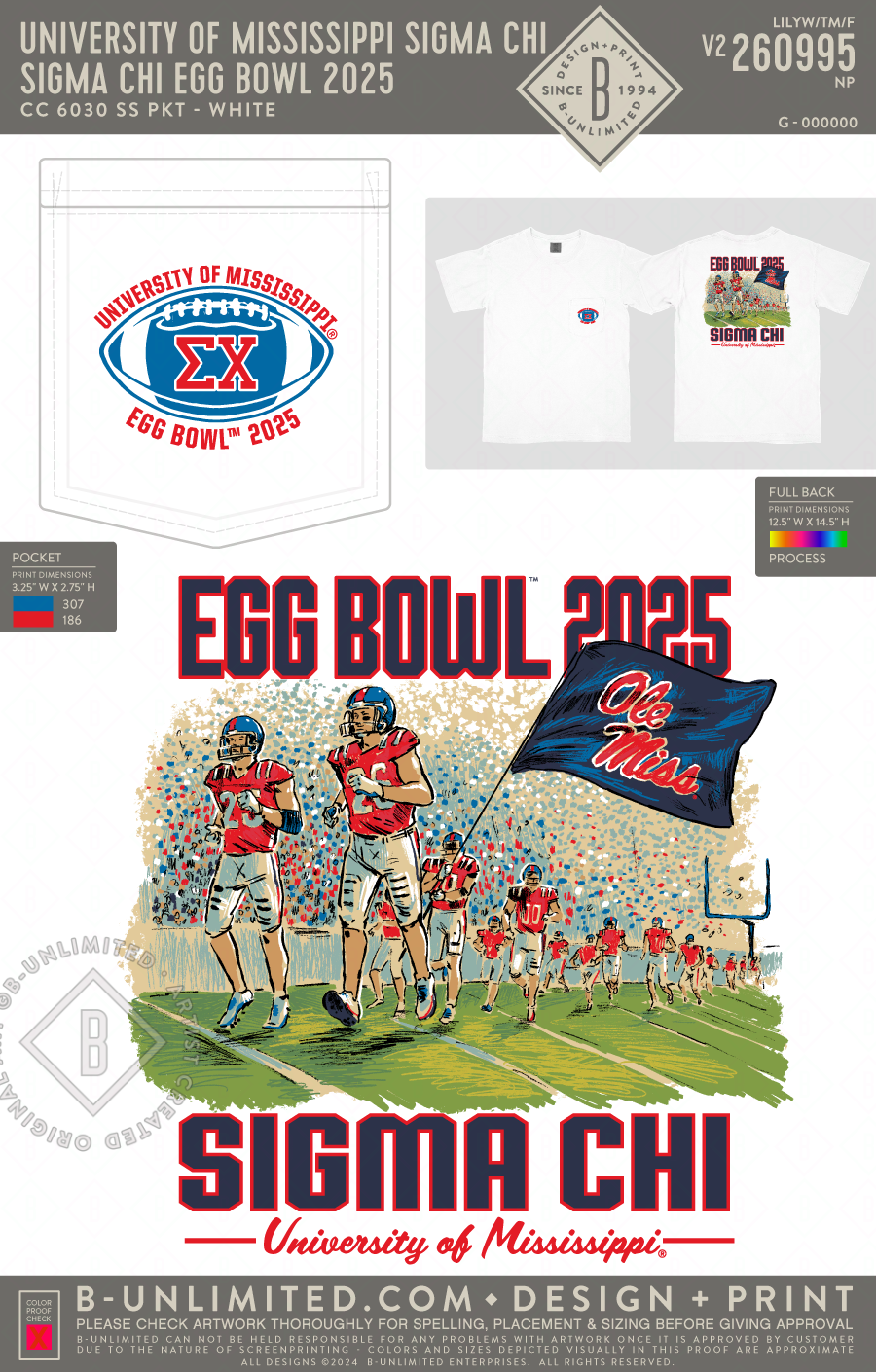 University of Mississippi Sigma Chi - Sigma Chi Egg Bowl 2025 - CC - 6030 - SS Pocket - White