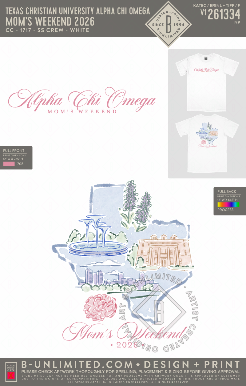 Texas Christian University Alpha Chi Omega - Mom's Weekend 2026 (EOS26) - CC - 1717 - SS Crew - White