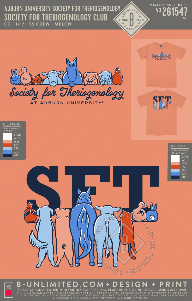 Auburn University Society for Theriogenology - Society for Theriogenology Club - CC - 1717 - SS Crew - Melon
