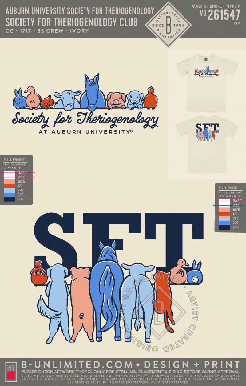 Auburn University Society for Theriogenology - Society for Theriogenology Club - CC - 1717 - SS Crew - Ivory