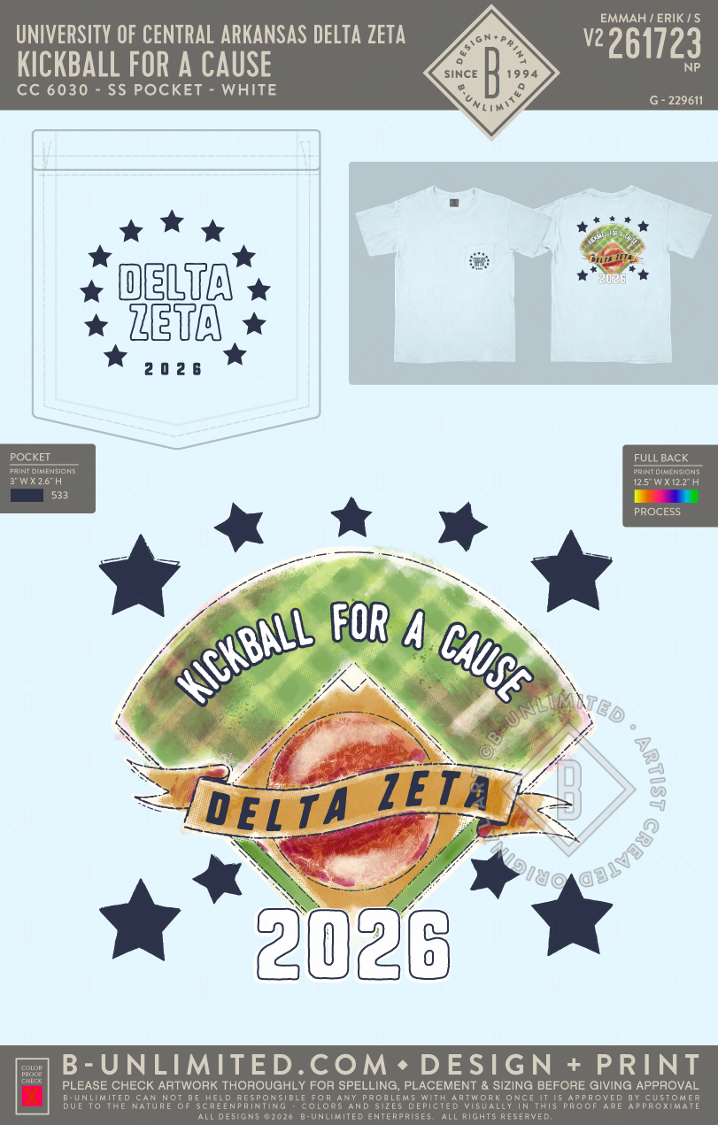 University of Central Arkansas Delta Zeta - Kickball for a Cause - CC - 6030 - SS Pocket - Chambray