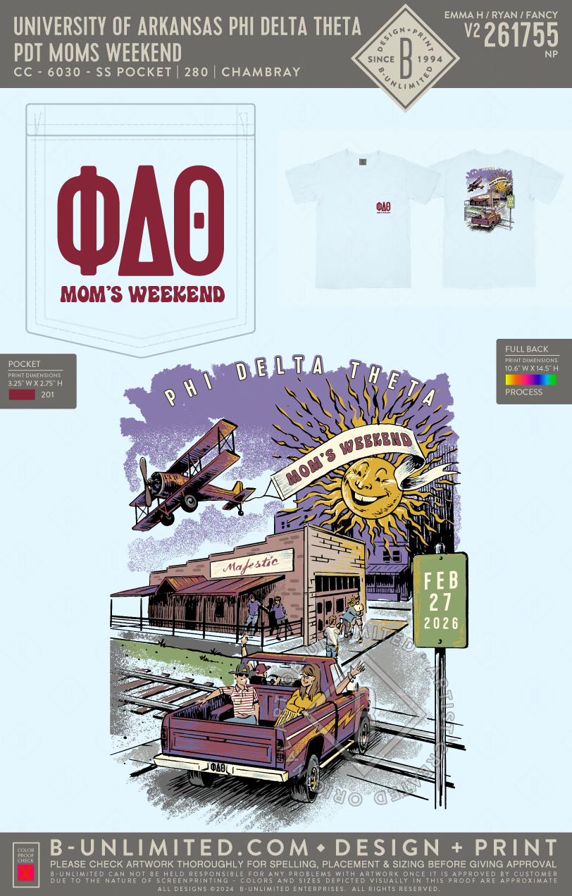University of Arkansas Phi Delta Theta - PDT Moms Weekend (EOS26) - CC - 6030 - SS Pocket - Chambray