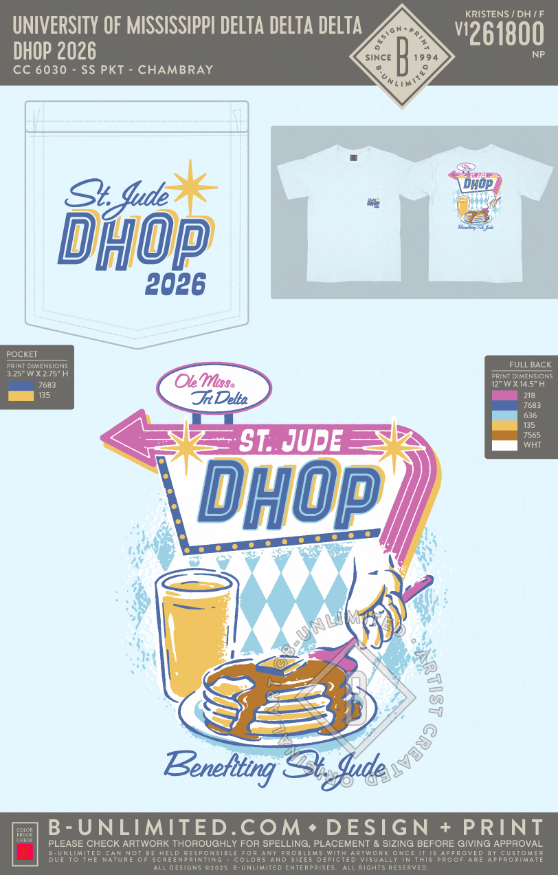 University of Mississippi Delta Delta Delta - DHOP 2026 (EOS26) - CC - 6030 - SS Pocket - Chambray