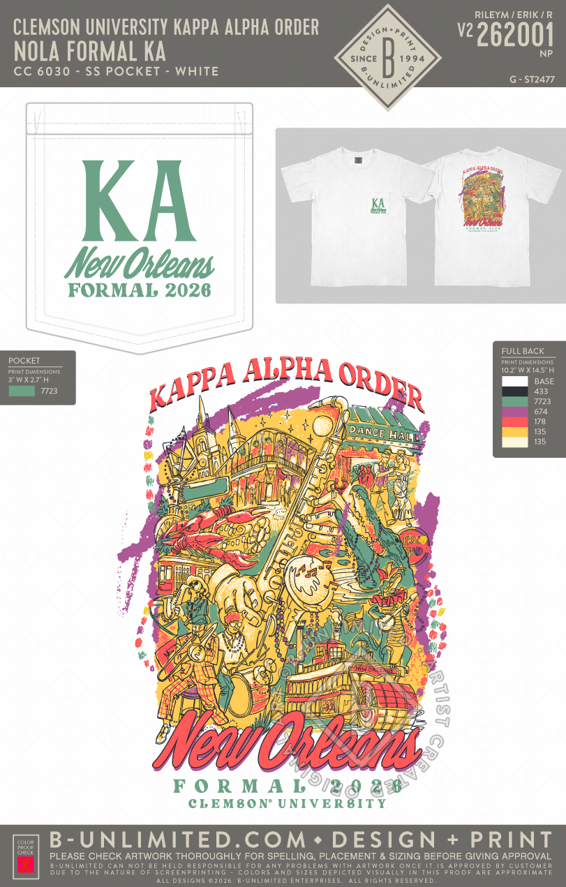 Clemson University Kappa Alpha Order - Nola Formal KA(EOS26) - CC - 6030 - SS Pocket - White