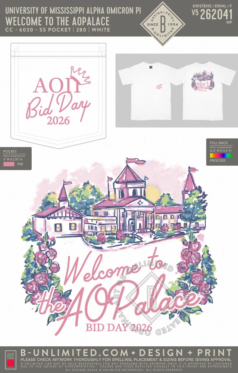 University of Mississippi Alpha Omicron Pi - Welcome to the AOPalace - CC - 6030 - SS Pocket - White