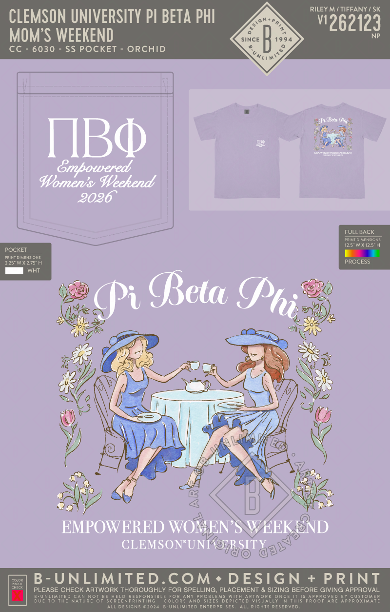 Clemson University Pi Beta Phi - Mom's Weekend(EOS26) - CC - 6030 - SS Pocket - Orchid