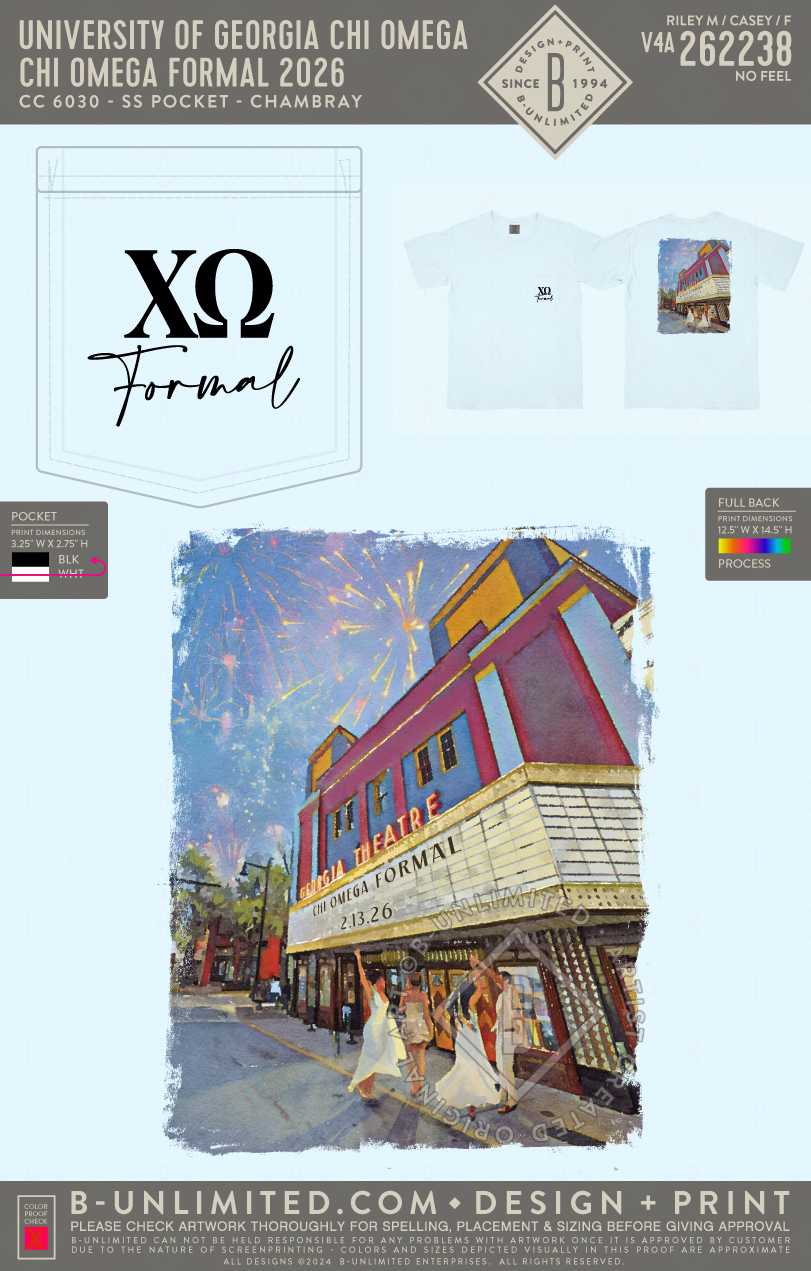 University of Georgia Chi Omega - Chi Omega Formal 2026(EOS26) - CC - 6030 - SS Pocket - Chambray