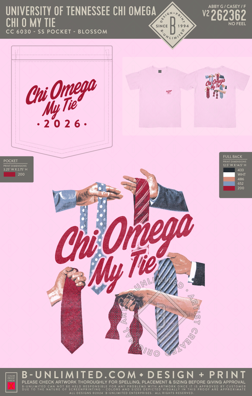 University of Tennessee Chi Omega - Chi O My Tie (EOS26) - CC - 6030 - SS Pocket - Blossom