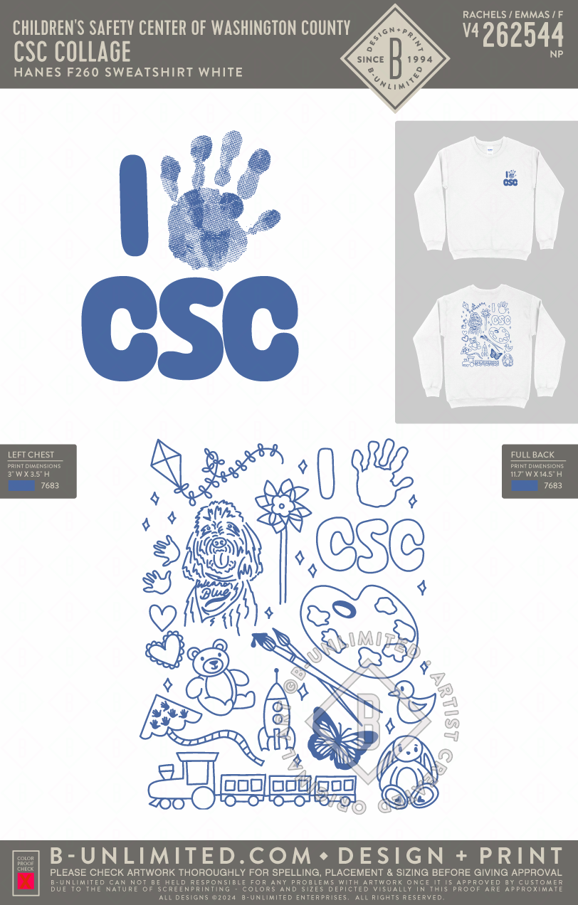 Children's Safety Center of Washington County - CSC Collage - Hanes - F260 - Sweatshirt - White