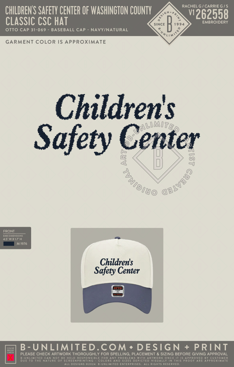 Children's Safety Center of Washington County - Classic CSC Hat - Otto Cap - 31-069 - Baseball Cap - Navy/Natural