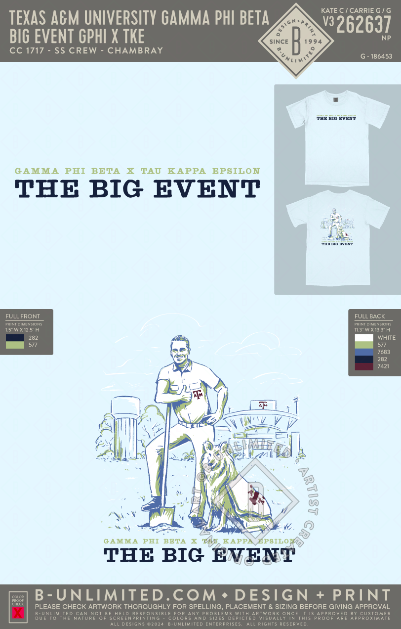 Texas A&M University Gamma Phi Beta - Big Event GPHI X TKE (EOS26) - CC - 1717 - SS Crew - Chambray