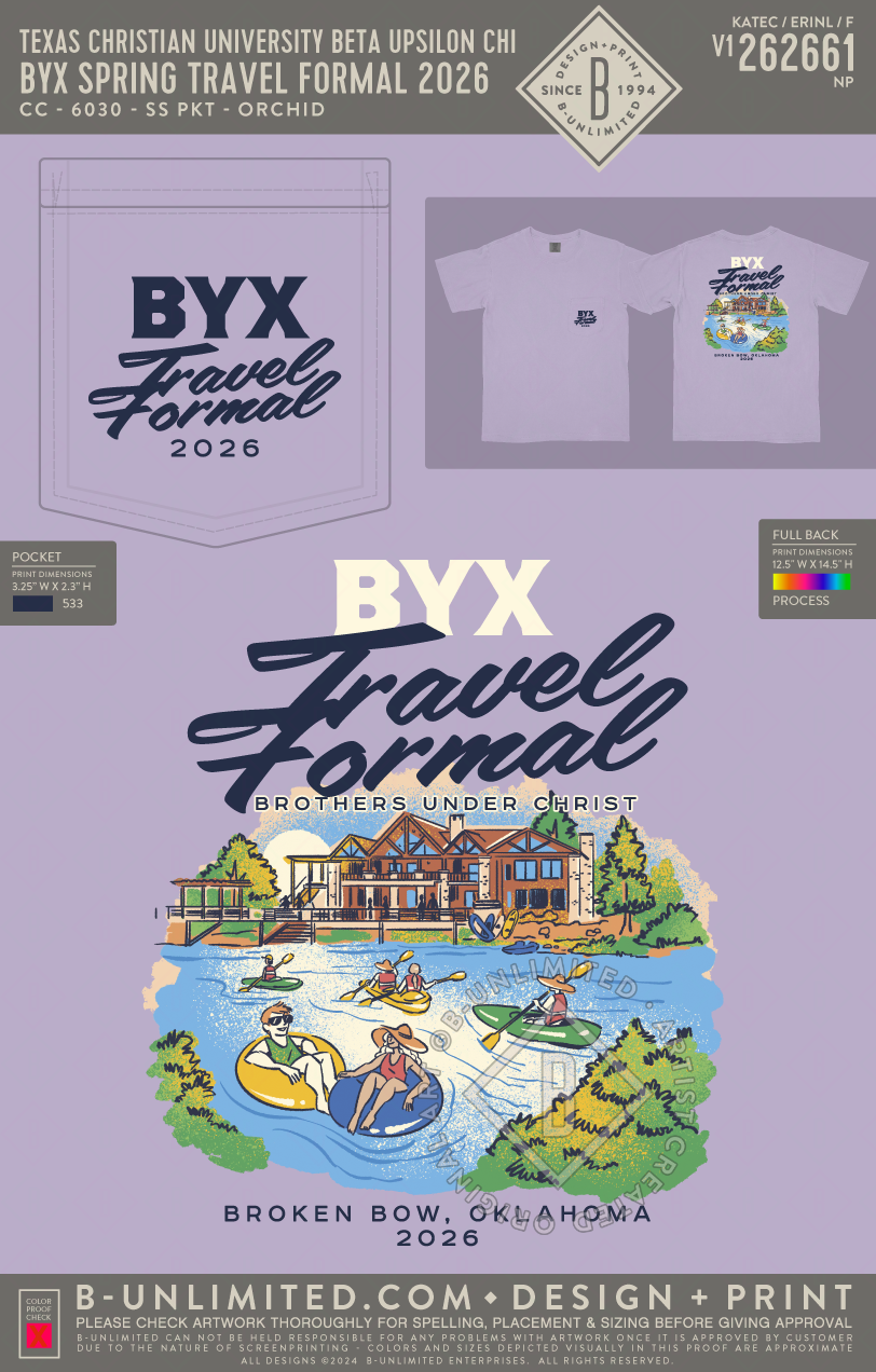 Texas Christian University Beta Upsilon Chi - BYX Spring Travel Formal 2026 (EOS26) - CC - 6030 - SS Pocket - Orchid