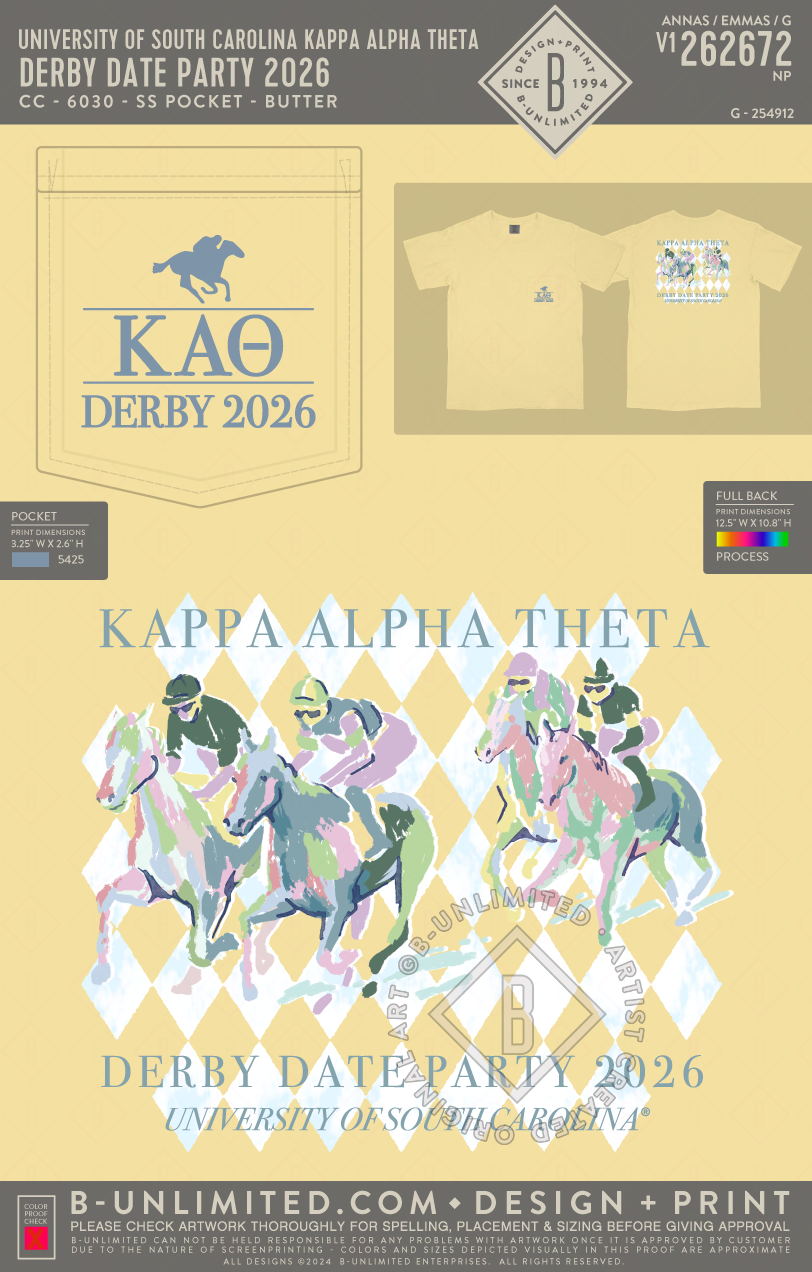 University of South Carolina Kappa Alpha Theta - Derby Date Party 2026 (EOS26) - CC - 6030 - SS Pocket - Butter