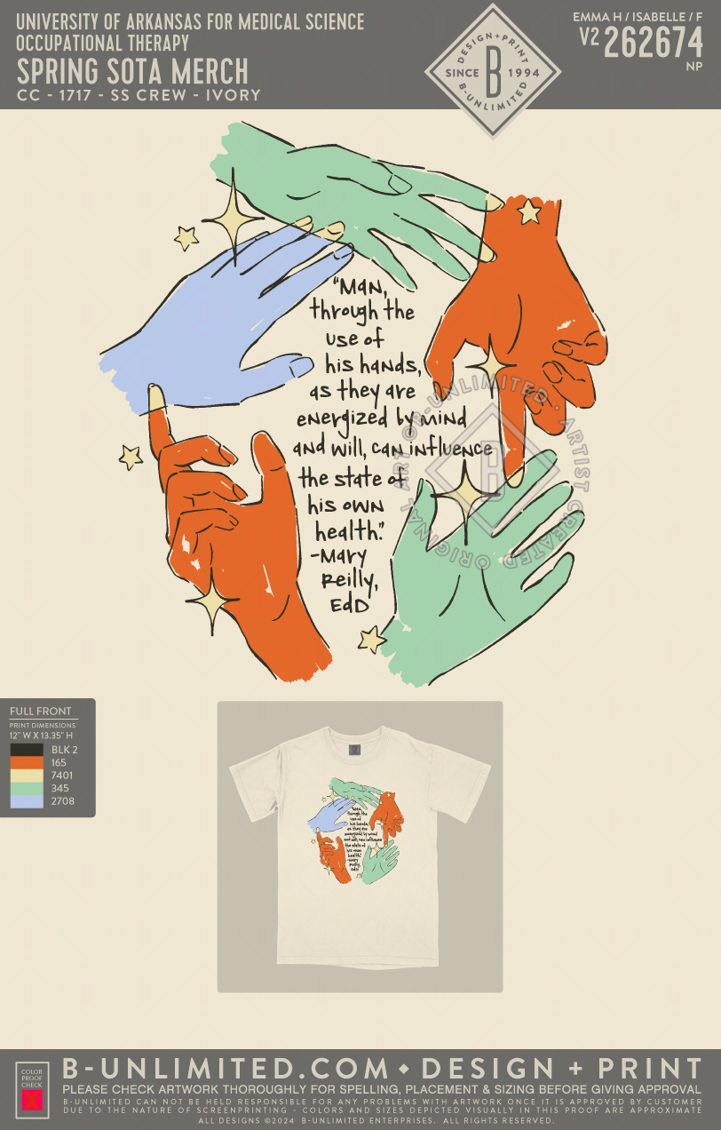 University of Arkansas for Medical Science Occupational Therapy - Spring SOTA Merch - CC - 1717 - SS Crew - Ivory