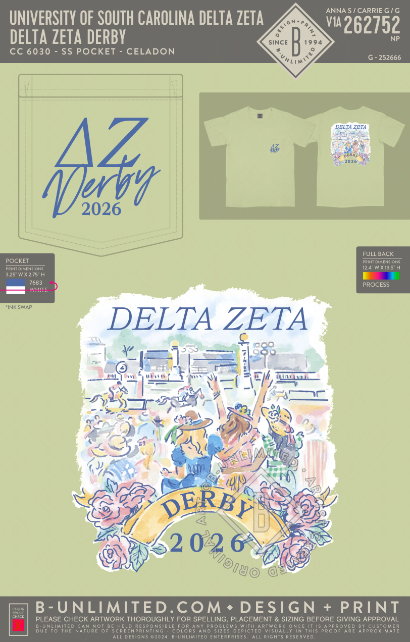 University of South Carolina Delta Zeta - Delta Zeta Derby (EOS26)6 - CC - 6030 - SS Pocket - Celadon