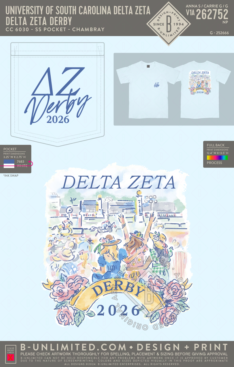 University of South Carolina Delta Zeta - Delta Zeta Derby (EOS26)6 - CC - 6030 - SS Pocket - Chambray
