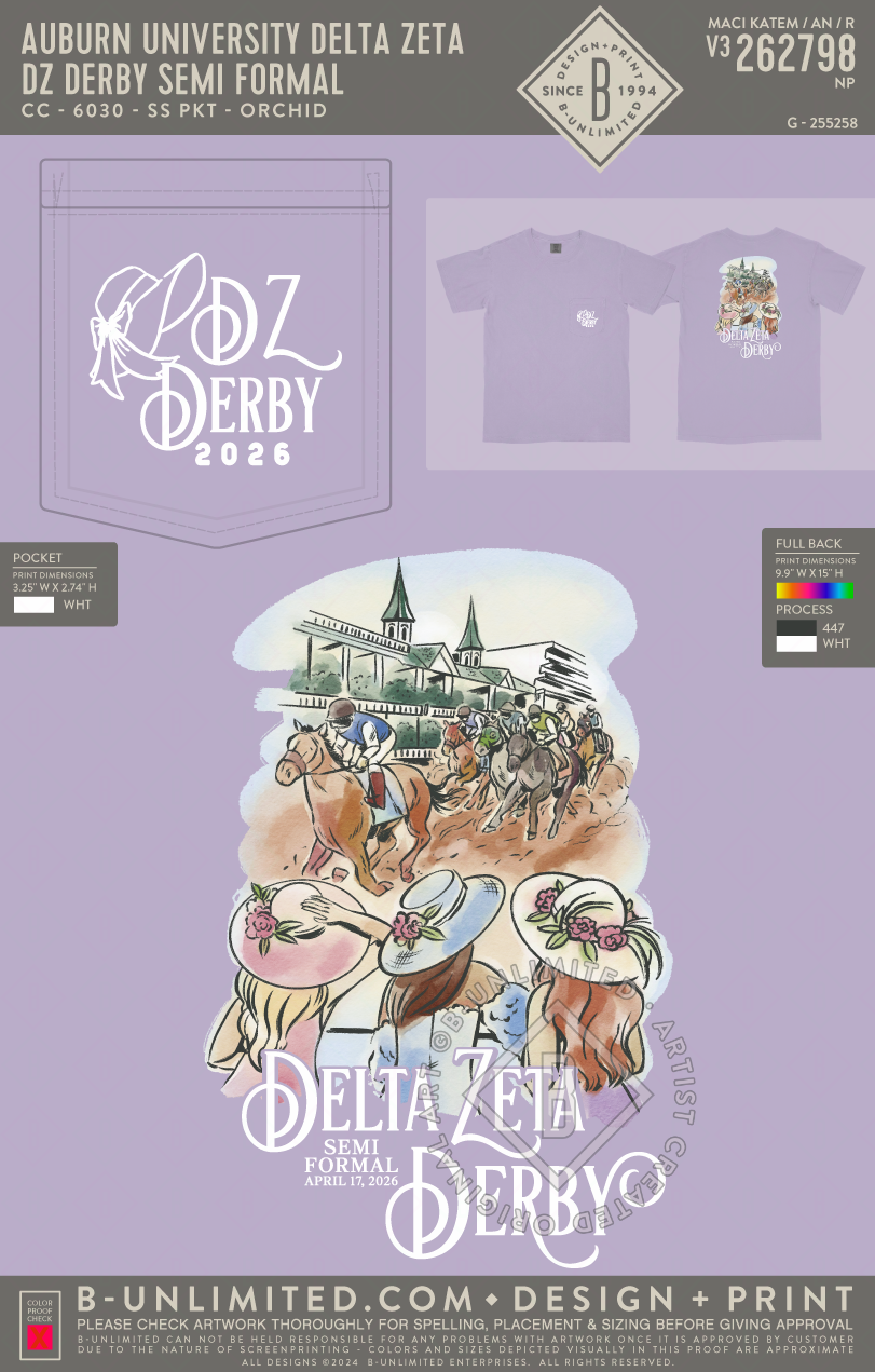 Auburn University Delta Zeta - DZ Derby Semi Formal (EOS26) - CC - 6030 - SS Pocket - Orchid