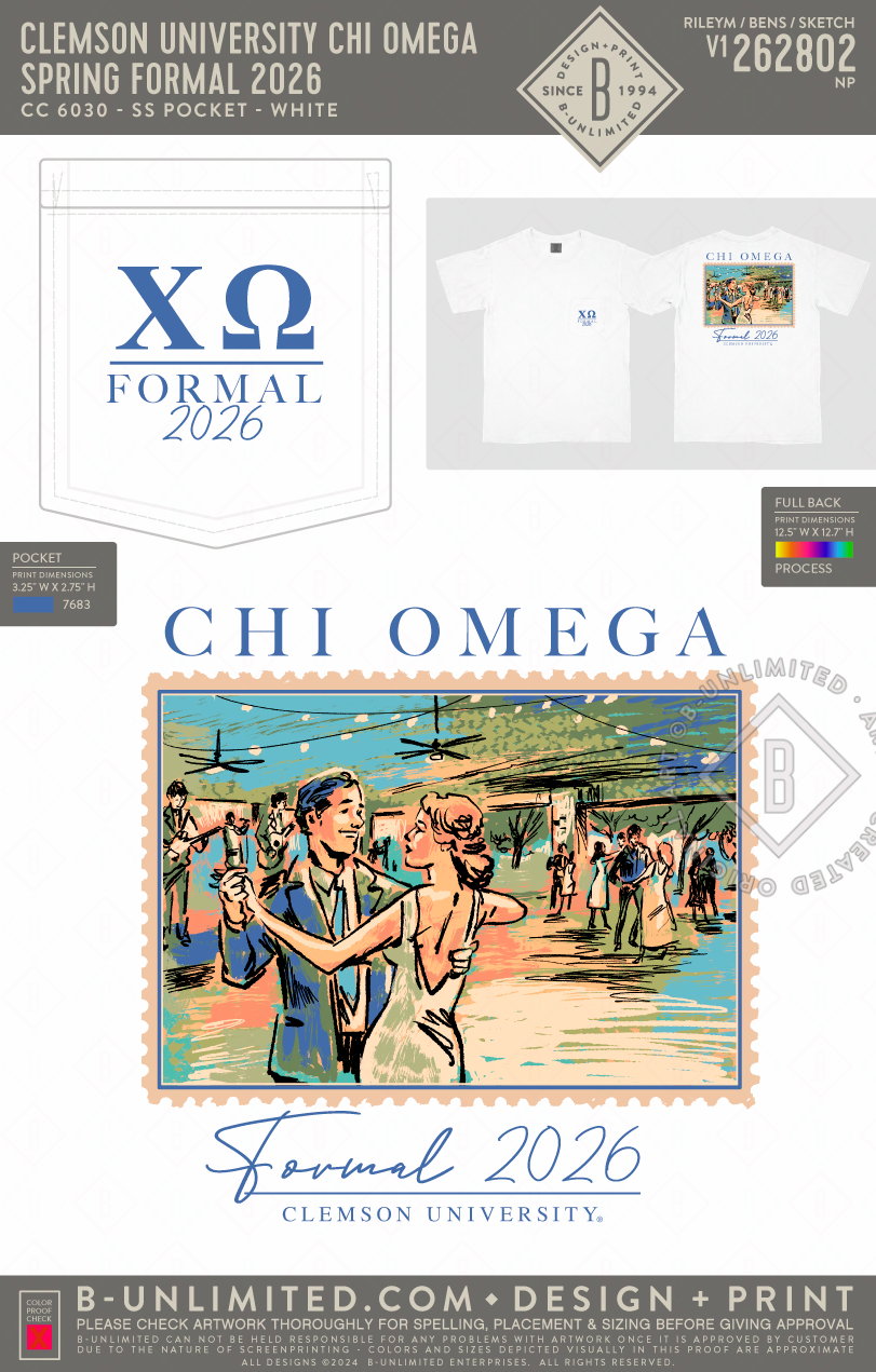 Clemson University Chi Omega - Spring Formal 2026(EOS26) - CC - 6030 - SS Pocket - White