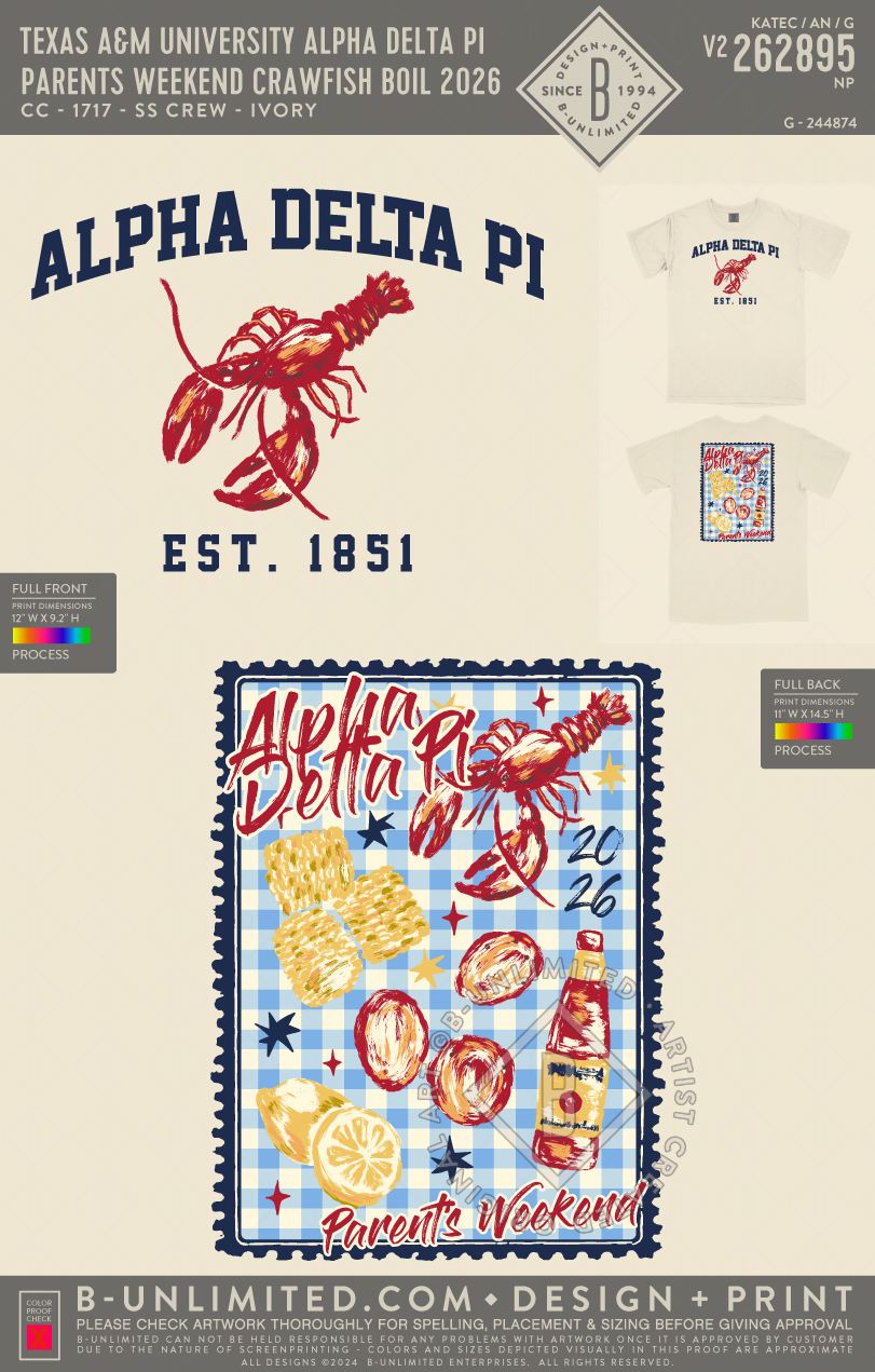 Texas A&M University Alpha Delta Pi - Parent's Weekend Crawfish Boil 2026 (EOS26) - CC - 1717 - SS Crew - Ivory