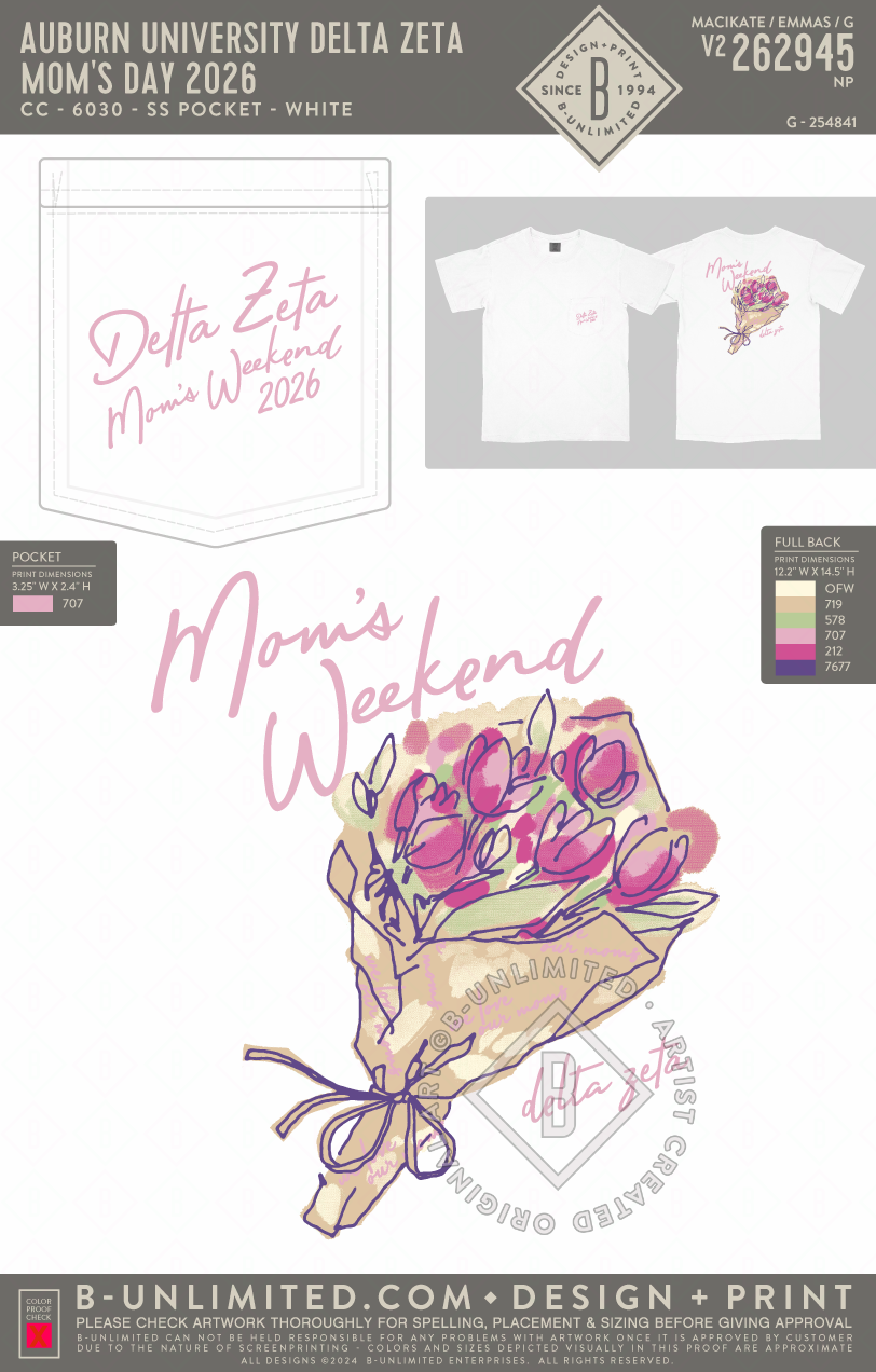 Auburn University Delta Zeta - Mom's Day 2026 (EOS26) - CC - 6030 - SS Pocket - White