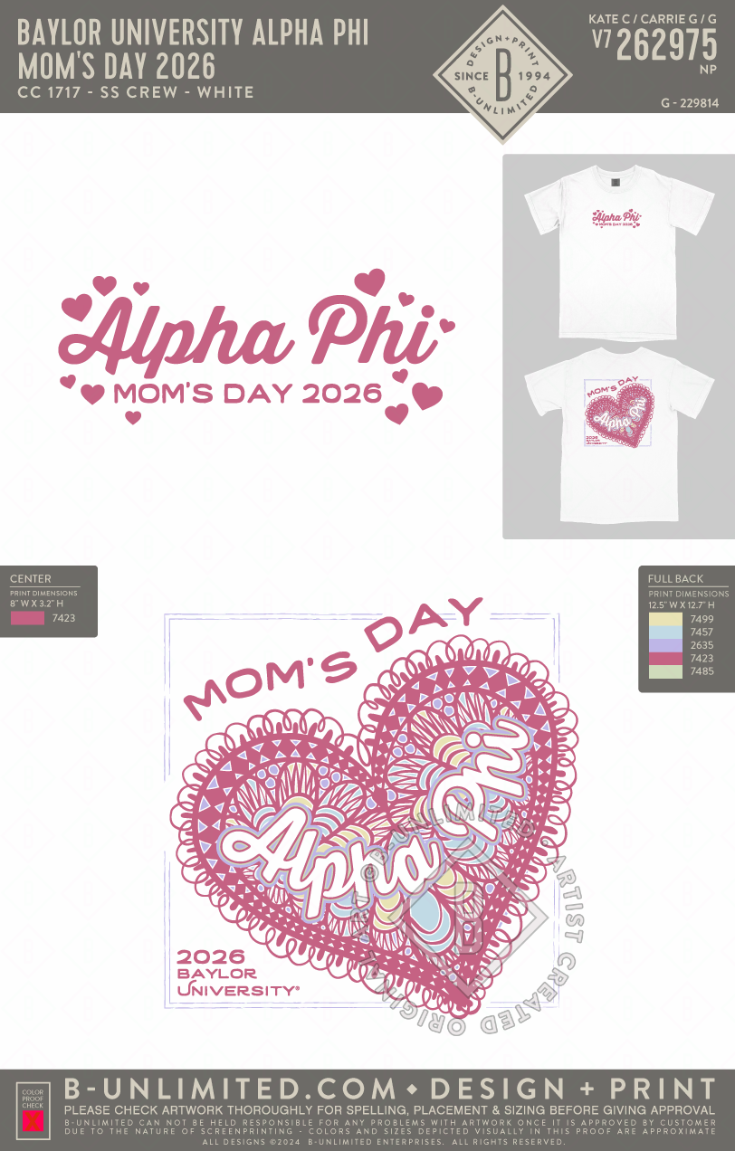 Baylor University Alpha Phi - Mom's Day 2026 (EOS26) - CC - 6030 - SS Pocket - White