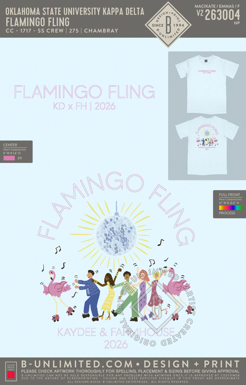 Oklahoma State University Kappa Delta - Flamingo Fling (EOS26) - CC - 1717 - SS Crew - Chambray