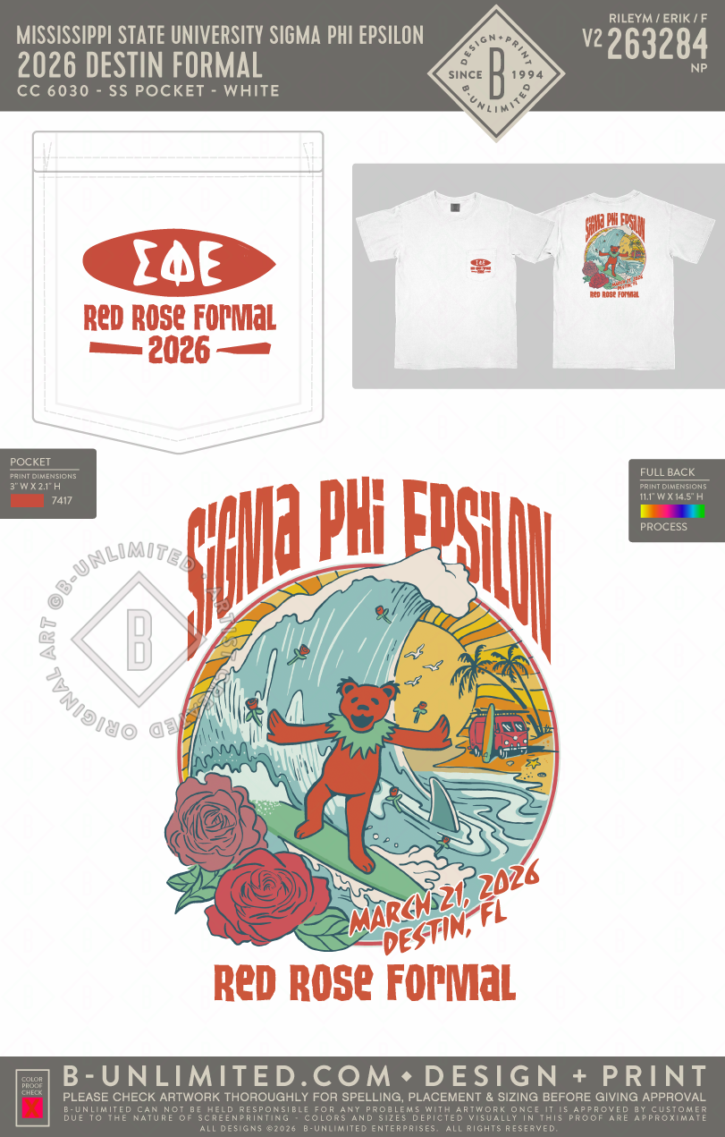 Mississippi State University Sigma Phi Epsilon - 2026 Destin Formal(EOS26) - CC - 6030 - SS Pocket - White